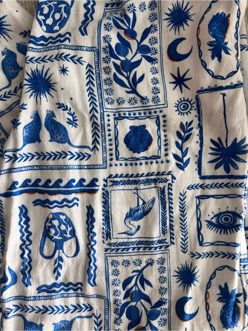 Sincerely Jules Blue and White Printed Linen Pants - Picture 2 of 3